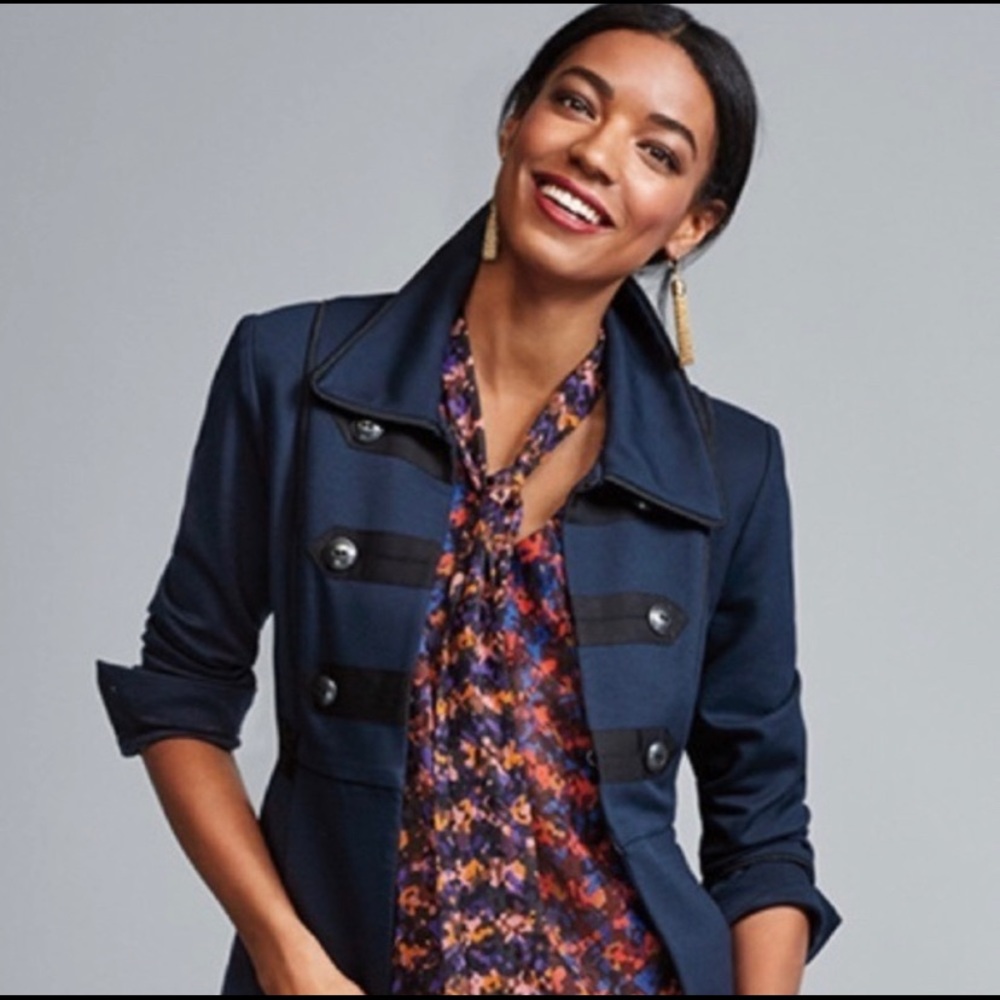 Cabi blue and black military style jacket